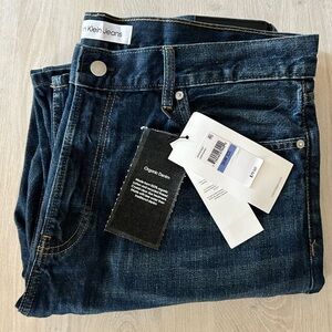 NWT Calvin Klein Jeans Men's Organic Cotton Dark Wash Slim Straight Fit Jeans